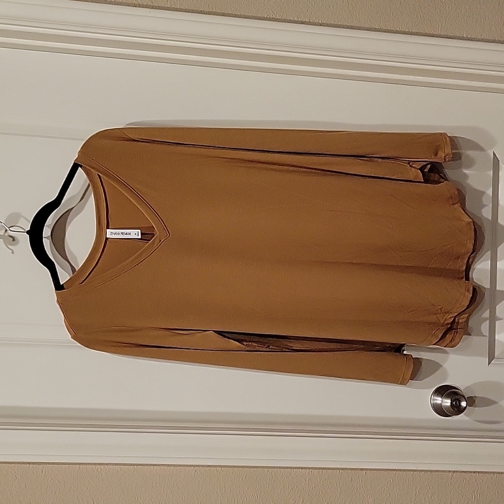 Zenana long sleeve camel top